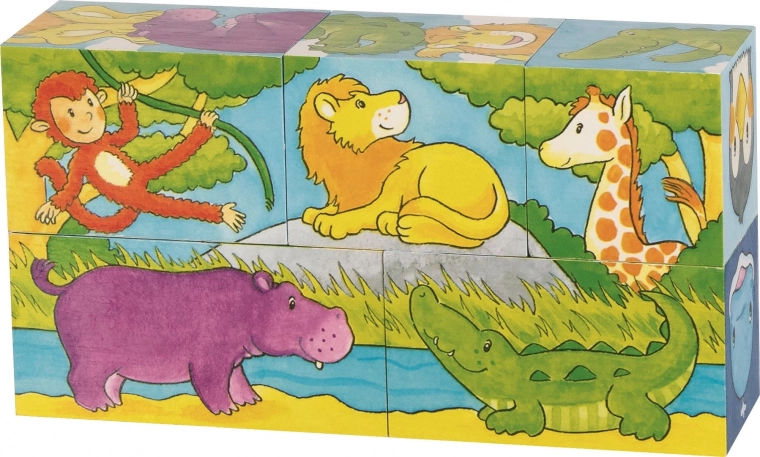 Holzbausteine Safari und Arktis, 5 Würfel