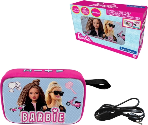 Tragbarer Bluetooth-Lautsprecher LEXIBOOK Barbie mit Stoffoberfläche
