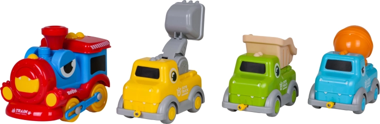 3 Bau-Waggons mit beweglichen Teilen