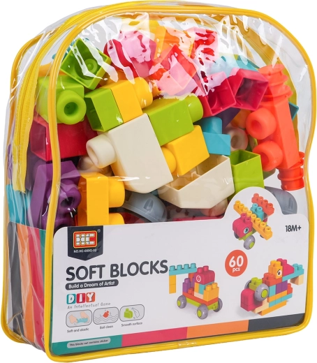 Set aus 60 weichen Bausteinen mit Rucksack