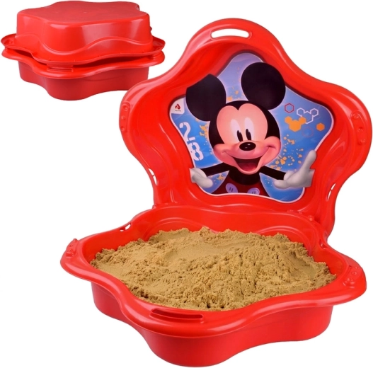 Kunststoff-Sandkasten Muschel 2-in-1 mit MICKEY MOUSE Motiv – verschließbar, auch als Planschbecken