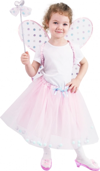 Kinderkostüm rosa Fee mit leuchtenden Flügeln