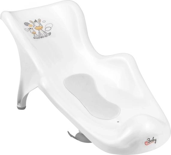 Maltex Bade-Liege für Babybadewanne mit rutschfester Unterlage Zebra, Weiß