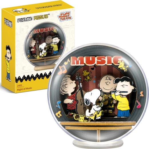 Puremind Holz-3D-Modell SNOOPY PEANUTS in Kugel – Nachtkonzert DIY-Puzzle