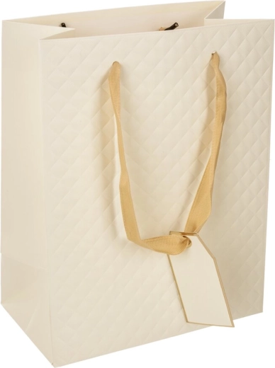 Geschenkpapiertüte Quilt beige 18 × 10 × 23 cm