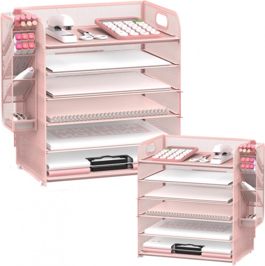Metallischer rosa Schreibtisch-Organizer