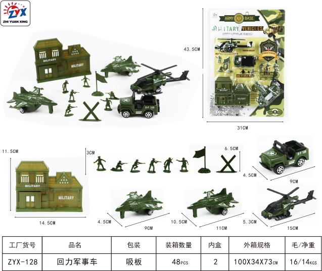 Militärtechnik-Set mit Hubschrauber
