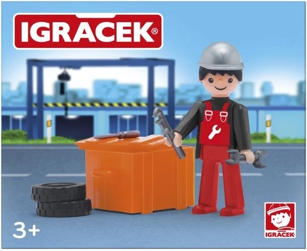 Igráček Automechaniker mit Zubehör