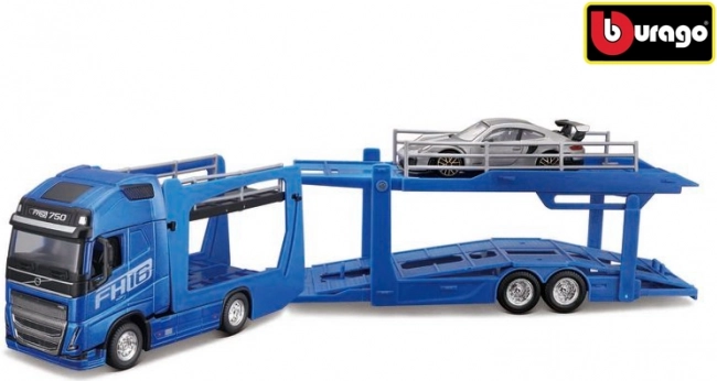 Bburago Street Fire Lkw mit Auflieger Volvo FH16 und Porsche 911 GT2 RS 1:43