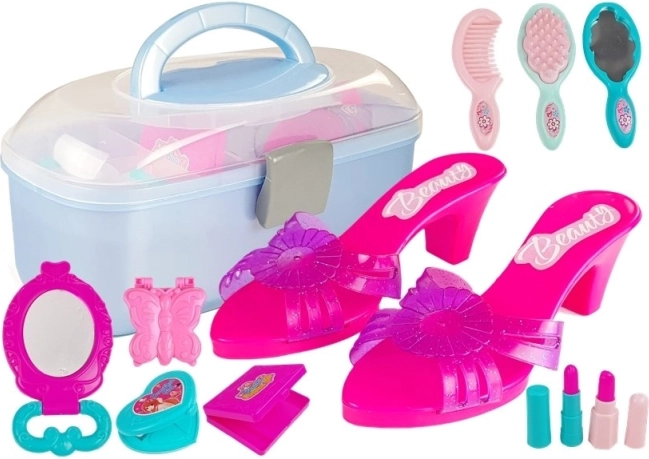 Beauty-Köfferchen mit Accessoires für kleine Prinzessinnen – Pantoletten, Lockenwickler und Perlen