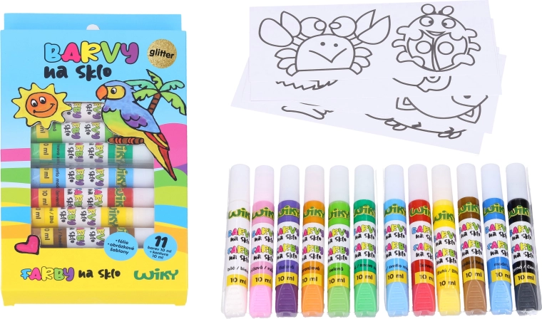 Glitzer-Glasfarben 11+1, 10 ml