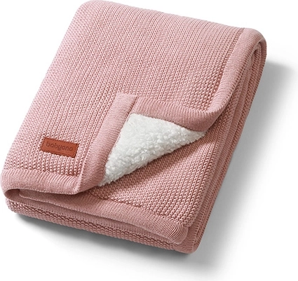 Babyono Baumwolldecke mit Sherpa-Fleece-Futter 75 × 100 cm rosa