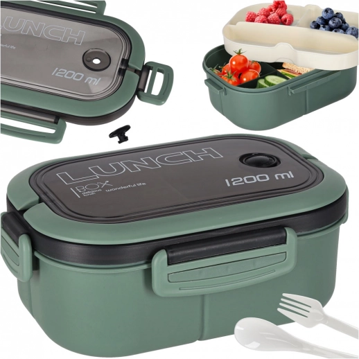 Lunchbox mit Fächern 1200 ml, grün