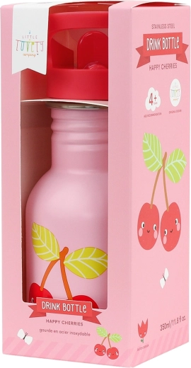 A Little Lovely Company Edelstahl-Trinkflasche 350 ml – fröhliche Kirschen