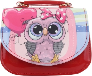 Kinderhandtasche mit Eule, rot, glänzend