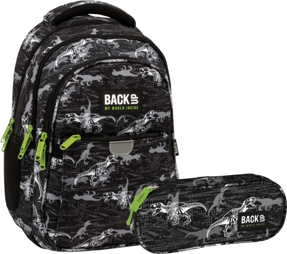 Schulset BackUP T-Rex 2in1 – Rucksack und Federmäppchen