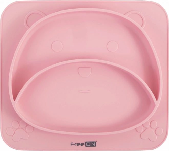 Silikon-Teller Bär mit Saugnapf, rosa