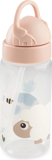 Done by Deer Trinkflasche mit Strohhalm Tiny Farm rosa 350 ml