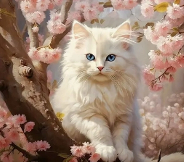 Norimpex Diamantmalerei Weiße Katze auf einem Baum 30 × 40 cm