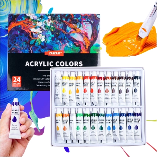 Acryl-Künstlerfarben-Set 24×12 ml in Tuben – hochpigmentiert