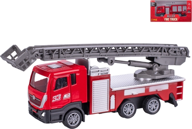 Metallisches Feuerwehrauto 12 cm mit Rückzugantrieb