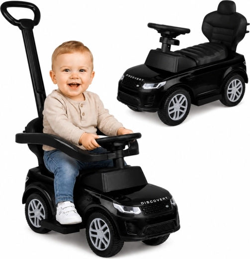 Kinder-Rutschauto und Schiebefahrzeug mit Schiebestange 2in1 Range Rover Discovery, schwarz, mit Sounds