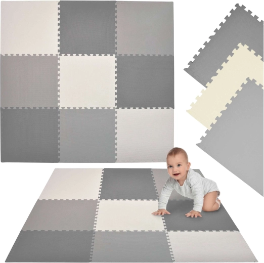 Humbi Schaumstoff-Puzzlematte XXL 180 × 180 cm grau-creme