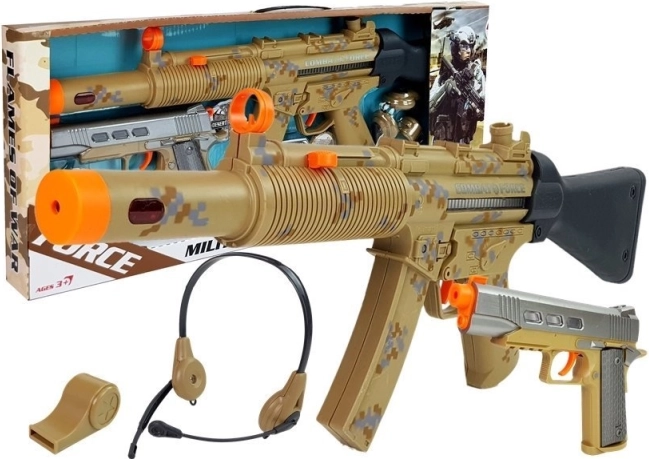 Militär-Set für Kinder mit zwei Pistolen, Headset und Pfeife