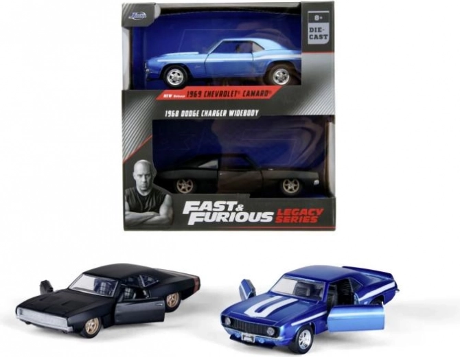 Fast & Furious – Doppelpack Chevrolet Camaro 1969 und Dodge Charger Wide Body 1968 1:32