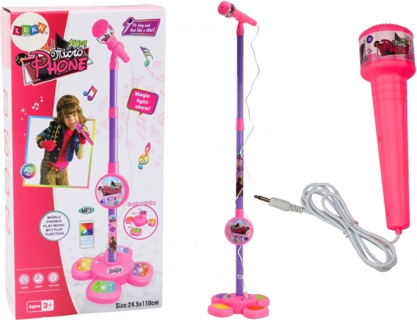 Verstellbares Kinder-Mikrofon mit Stativ, rosa