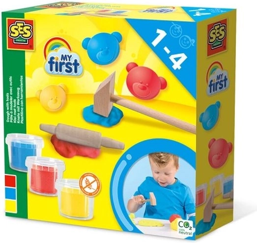 SES My First Knetmasse – 3 Farben (3×90 g) + Werkzeuge