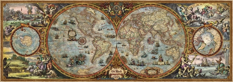 HEYE Panorama-Puzzle Weltkarte (Hemisphären) 6000 Teile