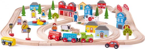 Holzeisenbahn Stadt und Land BIGJIGS RAIL, 91 Teile