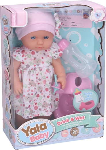 Pinkelndes Baby mit Fläschchen 30 cm