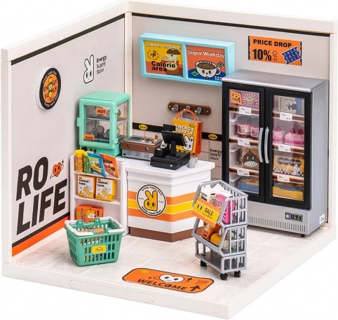 ROBOTIME Mini-Haus – Vorratsladen mit LED-Beleuchtung