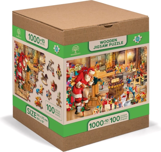 Wooden City Holzpuzzle Santas Werkstatt 2-in-1, 1010 Teile ECO