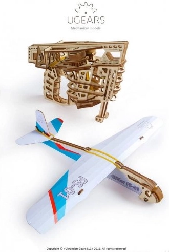 Ugears 3D mechanisches Holzpuzzle Abschussflugzeug