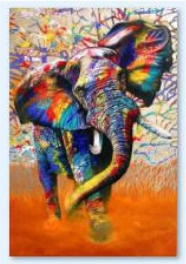 Diamantstickerei (Diamond Painting) farbiger Elefant 30 × 40 cm - 1 Stück