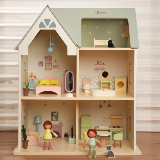 Vollständig eingerichtetes Puppenhaus