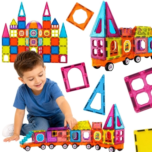 Woopie magnetisches 3D-Baukastenset Zug, 71 Teile