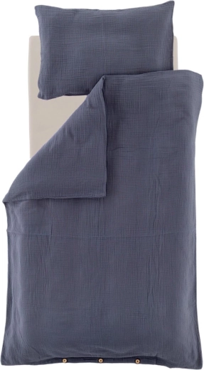Träumeland Musselin-Bettwäsche GOTS blau 100 × 135 cm + 40 × 60 cm