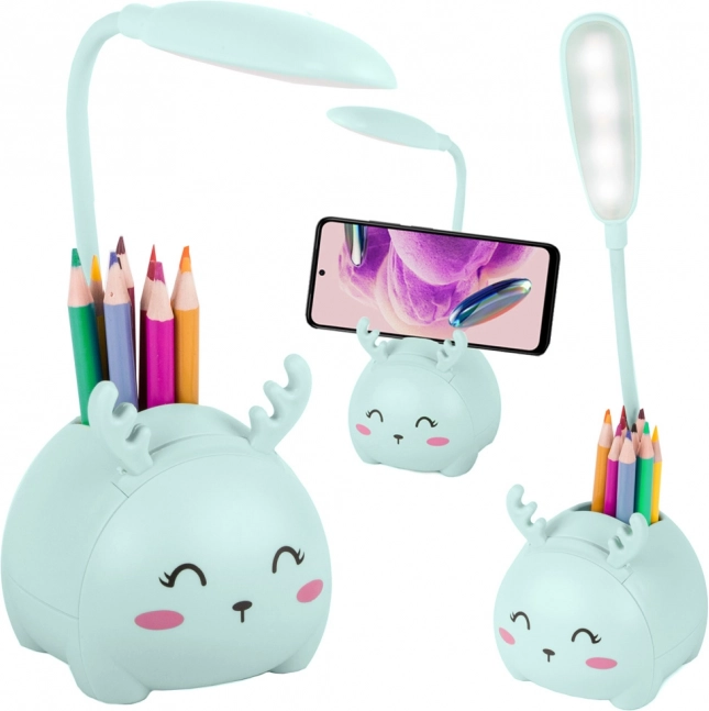 Kinder Nacht-LED-Lampe mit Organizer und Handyhalter – Blau