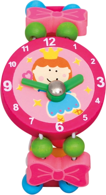 Holzuhr mit Feenmuster rosa