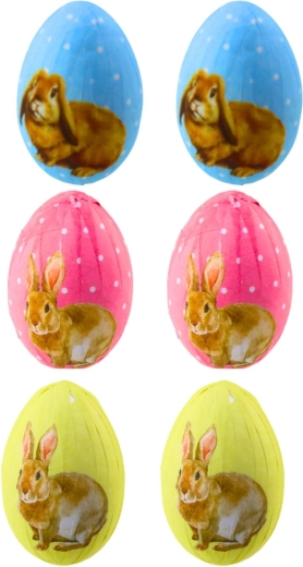 Pastellfarbene Ostereier mit Häschen