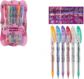 Set aus 6 Gel-Tattoo-Stiften mit Schablonen