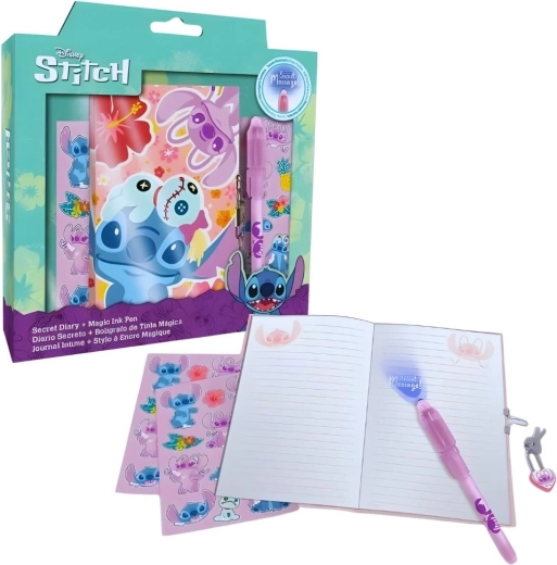 Geschenkset Geheimstift, Notizbuch und Sticker Lilo & Stitch