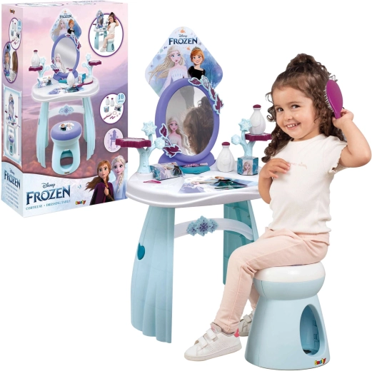 Outlet Disney Frozen Schminktisch mit Hocker und Spiegel 2-in-1 + 10 Zubehörteile – beschädigte Verpackung