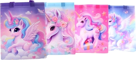 Geschenktasche mit Einhornmotiv, Kunststoff, 26 × 32 × 11 cm