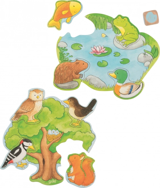 Goki Kinderpuzzle-Spiel Wer wohnt wo