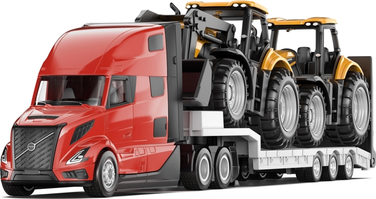 Siku Super Sattelzugmaschine Volvo VNL 860 mit Auflieger und JCB-Traktoren